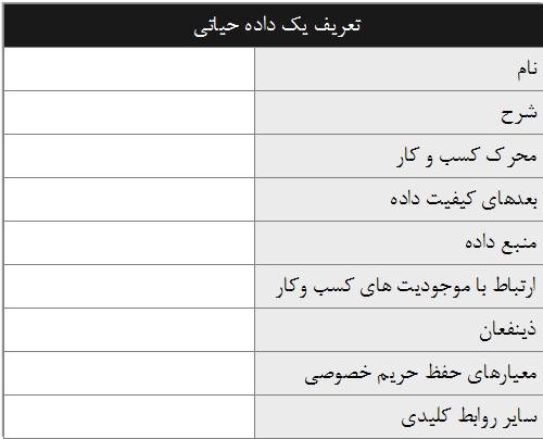 استاندارد تعریف یک داده حیاتی      